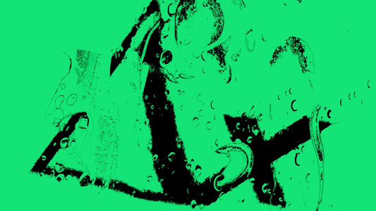 A triangle with letters on a green background.
