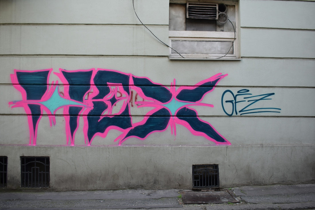 Graffiti art covers a wall's exterior.